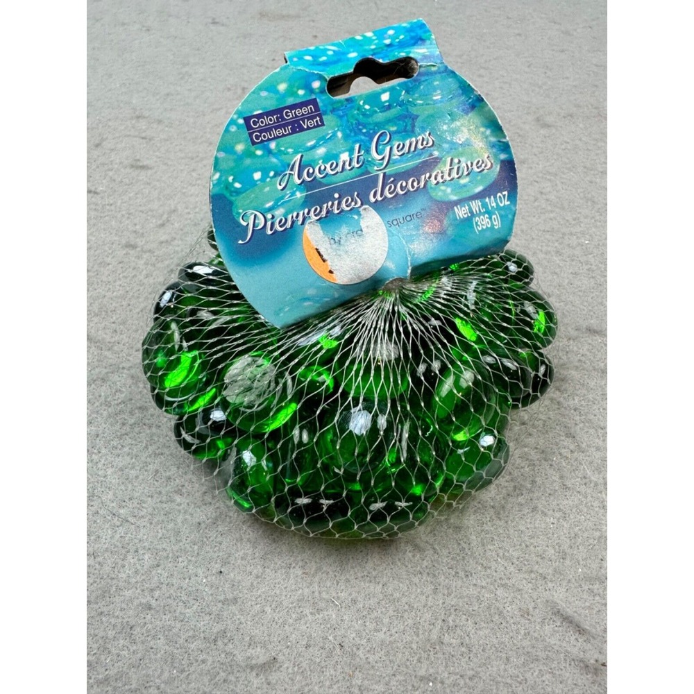 Decorative Craft‎ Accents Flat Glass Gems Jar Filler - New - Green - 14oz. 396g
